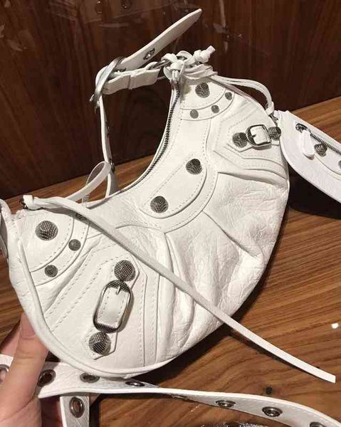 

handbag locomotive designer bags balencaigass le cagole rivet half moon motorcycle messenger xs envelope leather high quality