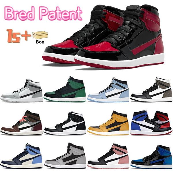 

with box bred patent high 1 basketball shoes 1s mens sneakers twist hyper royal university blue dark mocha pine green black rust pink men tr