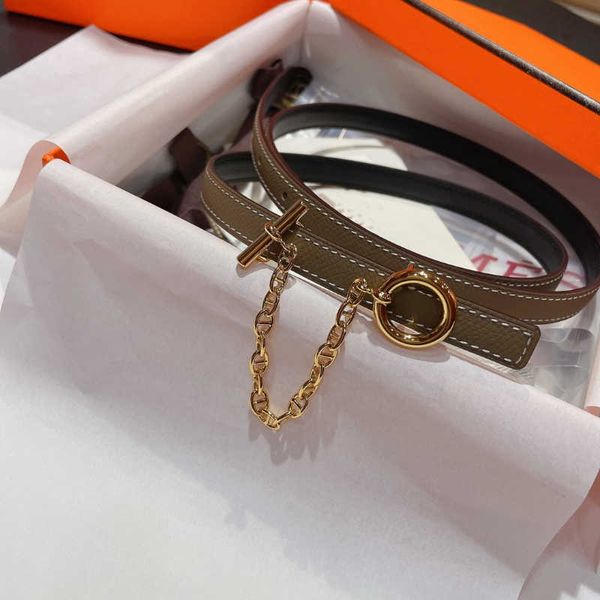

2022 luxury designer belt ladies summer dress casual fashion business designer belt metal buckle chain leather belt, Black;brown