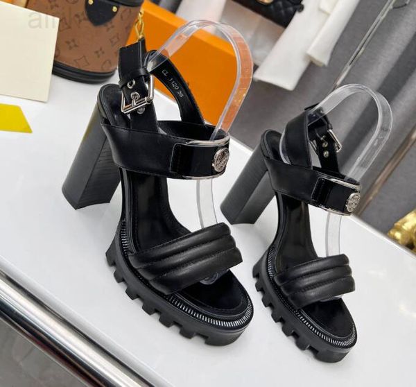 

2023 fashion minimalist luxury designer women's sandals loop buckle strap decorative zipper outing beach white green heels 9cm heel, Black