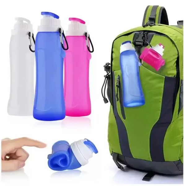 17oz Outdoor Sport Wasserflasche Lebensmittelqualität Silikon Becher Reise zusammenklappbarer tragbarer Wasserkocher faltbare Wasserflaschen individuelle Geschenktasse FY5317 0620