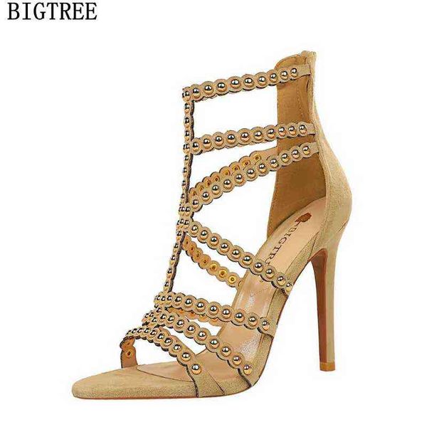 

gladiator sandals women pumps shoes ladies and high heels summer zapatillas de mujer220513, Black