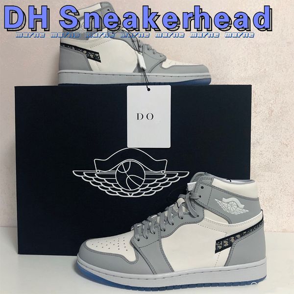 

jumpman 1 womens mens basketball shoes 1s white gray fashion sneaker cn8607-002
