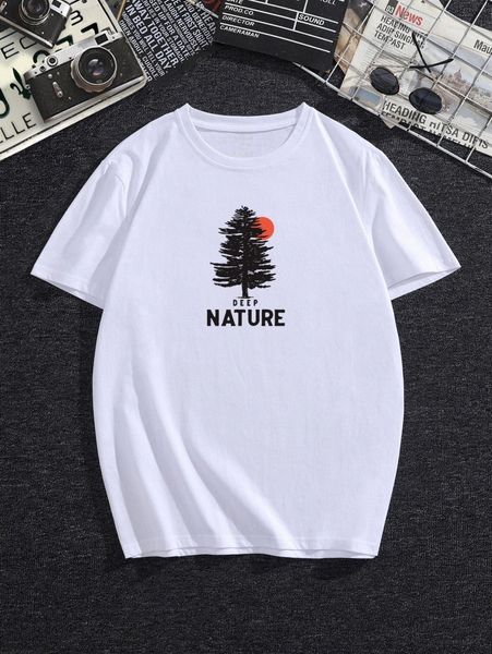 

men tree & letter graphic tee n9v9#, White;black