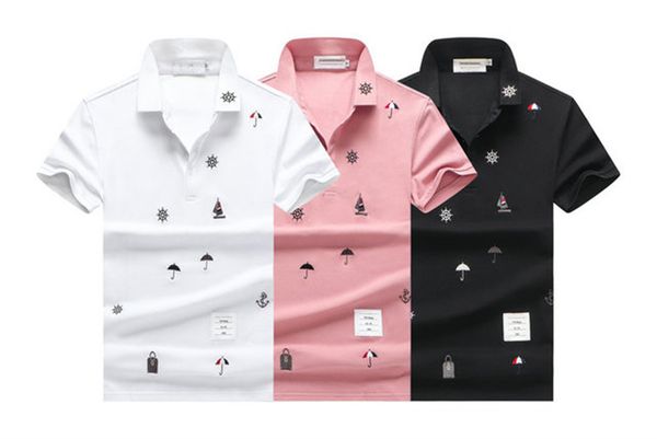 

luxury brand mens designer polo t shirt summer fashion breathable short-sleeved lapel casual t964, White;black