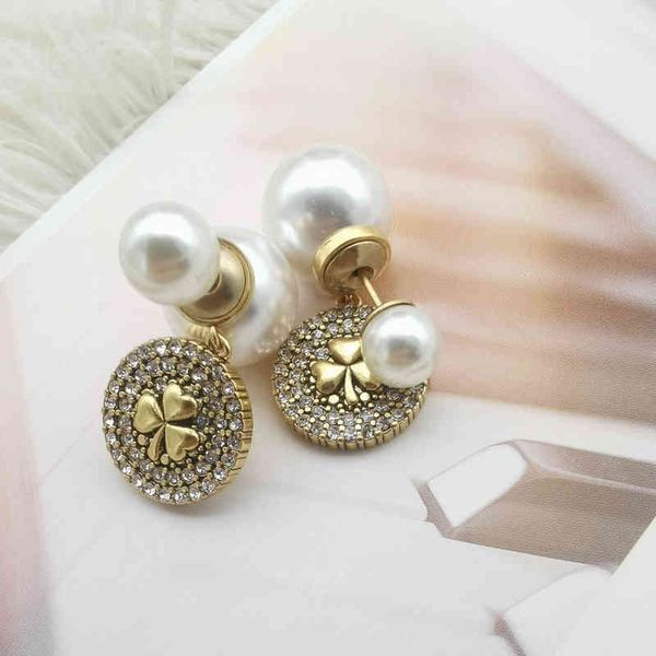 

2022 factory wholesale new new and south korea high lucky pearl light luxury celebrity earrings women 8agx, Golden