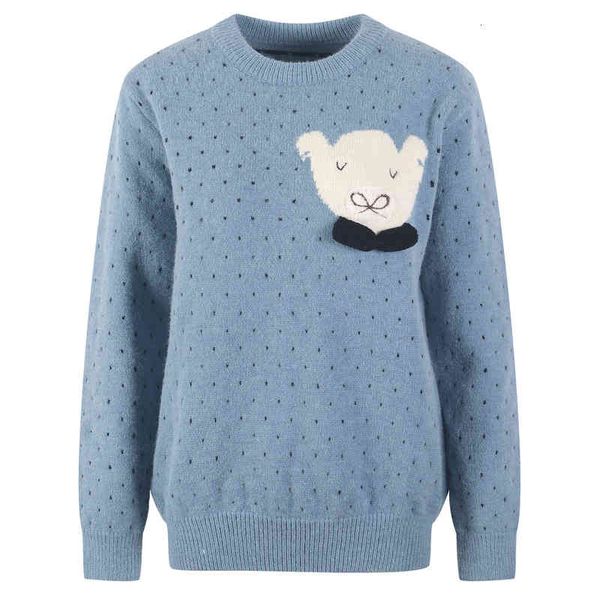 

women's knits tees cute cartoon sweater women's autumn and winter fashion round neck long sleeve aging cute pullover 3rea, White