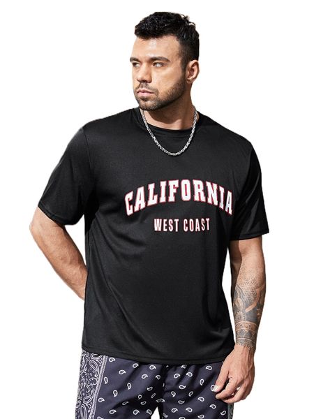 

extended sizes men letter graphic tee 82fh#, White;black