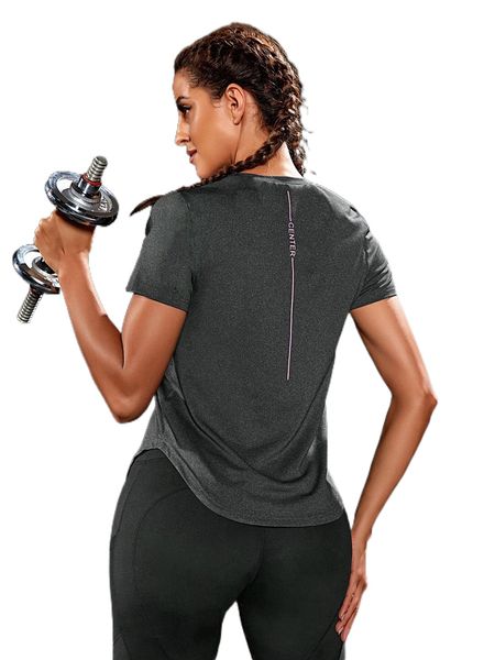 

breathable softness letter graphic sports tee b3o1#, Gray
