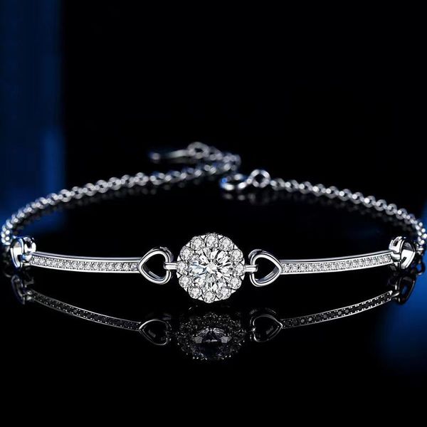 Braccialetti con ciondoli Trendy 925 Sterling Silver 1ct D Color VVS1 Bracciale Moissanite per donne Ragazze placcato oro 18 carati Girasole BangleCharm