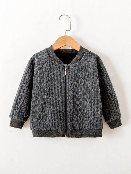 

toddler boys cable knit raglan sleeve baseball collar coat she, Blue;gray