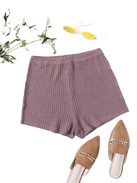 

waffle knit solid shorts 273r#, White;black