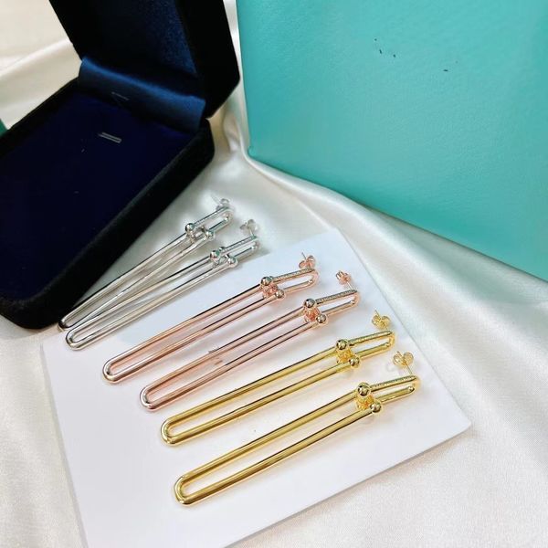 

luxury hardware brand designer charm 18k gold plated long bucket lock dangle earrings for women jewelry, Golden