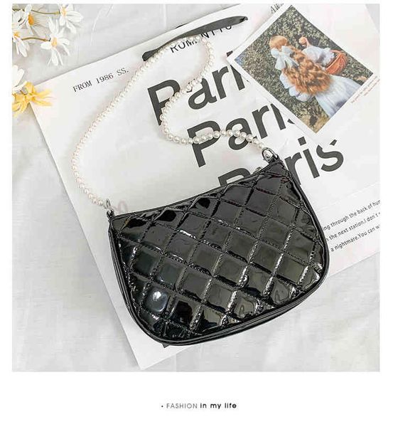 

fashion luxury bag wholesale women's new pearl bright face leather underarm single shoulder