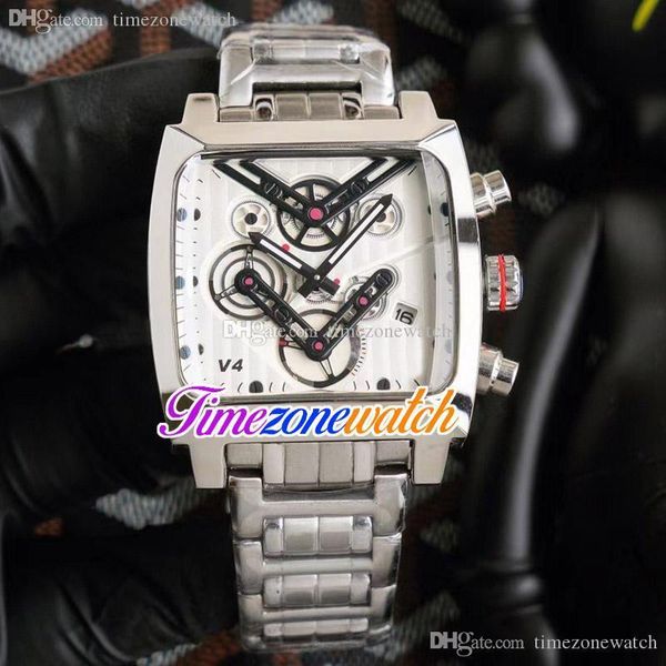 

3a 39mm vk miyota quartz chronograph mens watch steel case white skeleton dial satch stainless steel bracelet gents watches timezonewatch z6, Slivery;brown