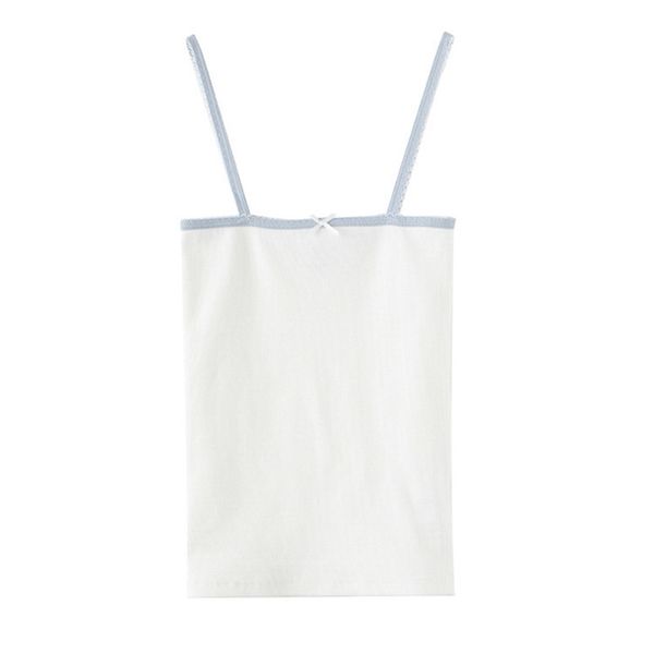 

puwd sweet girls slim solid bow camis summer fashion ladies white sleeveless streetwear short women chic crop 220318
