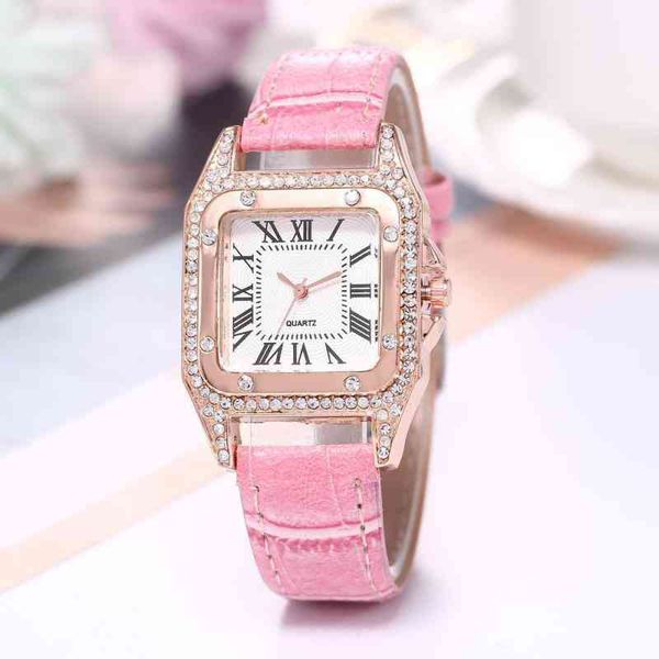 

new roman square with diamond belt women's simple quartz watch, Slivery;golden