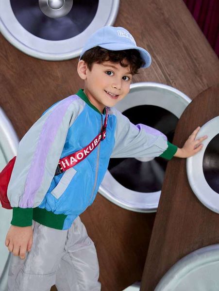 

toddler boys color block raglan sleeve bomber jacket she, Blue;gray