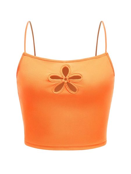 

neon orange floral cutout cami j0or#, White