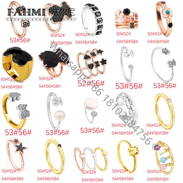 

fahmi2022 new 925 sterling silver fashion classic bear fresh charm ladies ring party original accessories factory direct sales