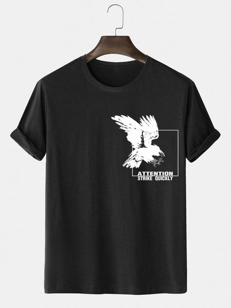 

men letter & eagle print tee v5dc#, White;black