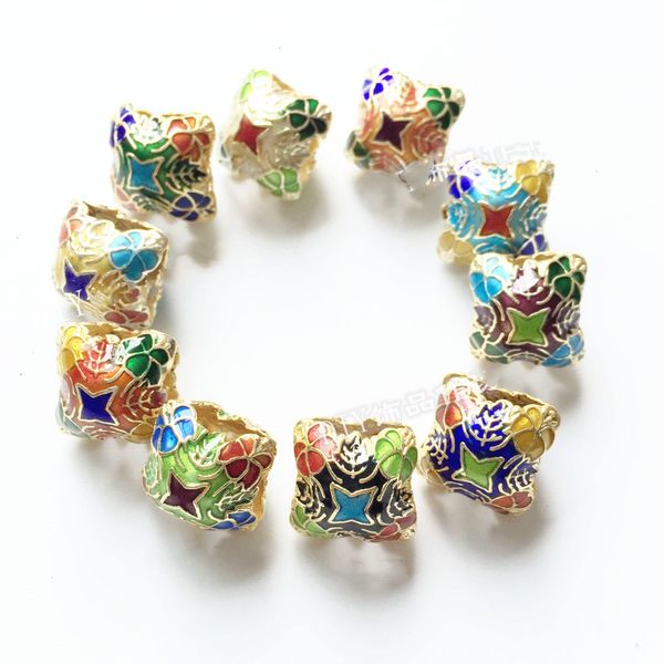 10 pcs fantasia cloisonne filigrana jóias beads esmalte acessórios de cobre diy encantos colar brincos braceletes jóias fazendo descobertas