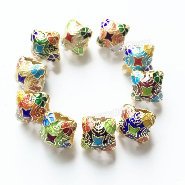 

10pcs fancy cloisonne filigree jewelry beads enamel copper accessories diy charms necklace earrings bracelets jewellery making findings, Black