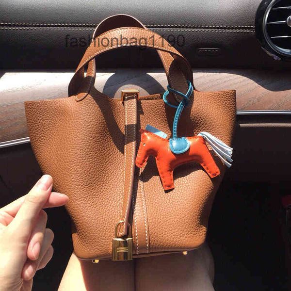 

women handbags vegetable basket bags picotin lock female genuine leather 2022 first layer cowhide handbag larg