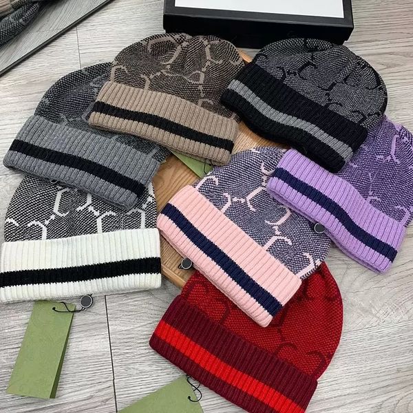

men's women's designer winter ski beanie men and women fashion design knit hat autumn wool letter plaid warm skull hat, Blue;gray