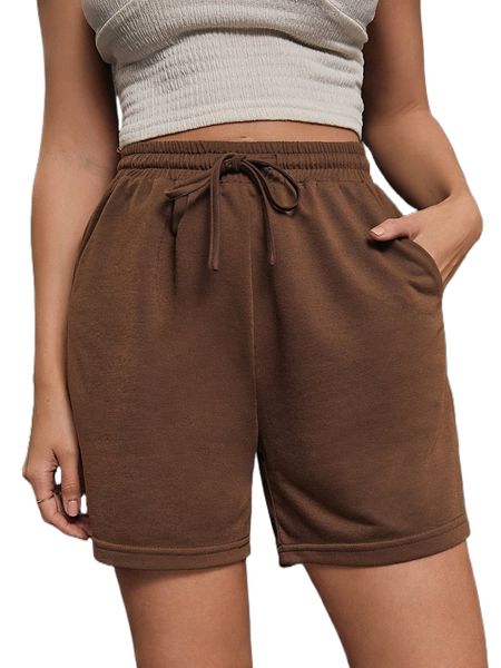 

drawstring waist solid track shorts e0eq#, White;black