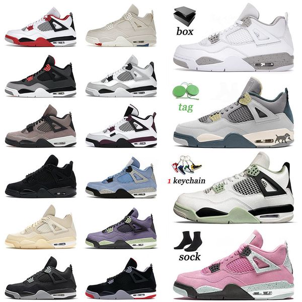 

authentic jumpman 4 4s iv mens basketball shoes white oreo university blue canvas royalty shimmer pure money red thunder sneakers trainers