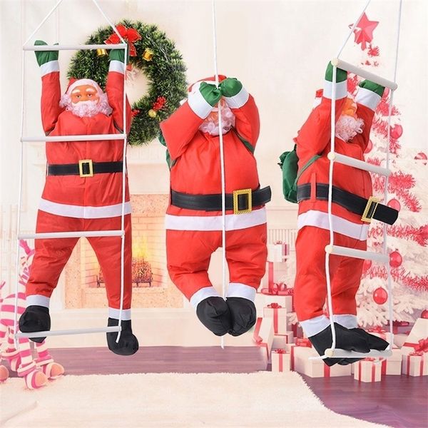 50 centimetri di Natale Ciondolo Babbo Natale Appeso Bambola Scaletta Corda Arrampicata Anno Albero Decorazione Decor Y201020