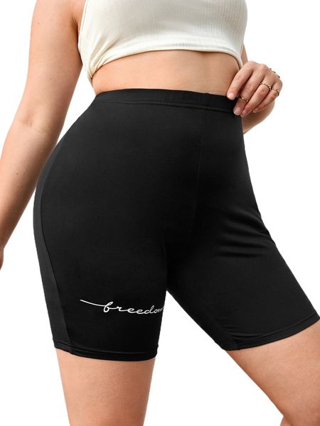 

plus letter graphic biker shorts t3tp#, Black