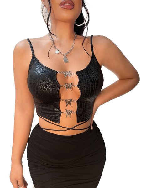 

bae butterfly chain link front cami v43x#, White