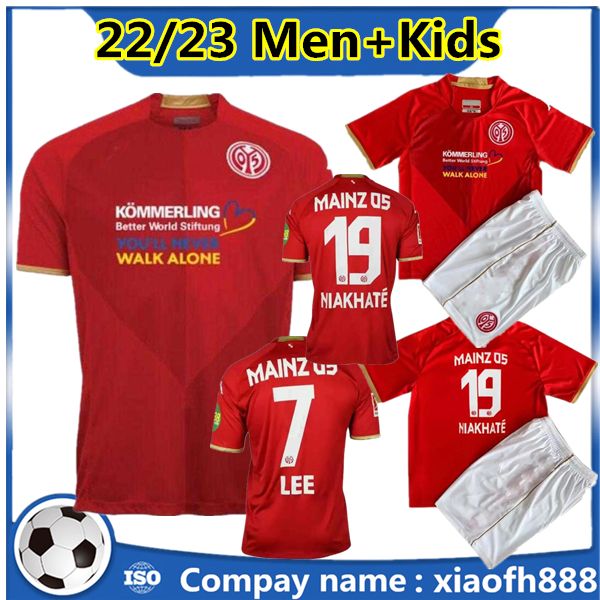 

22 23 fsv mainz 05 soccer jerseys home kids lee 7 nebel 26 burkardt 29 niakhate 19 stach 6 2022 2023 jersey football shirts kids, Black;yellow
