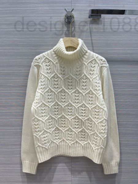 

women's sweaters designer 2022 spring and autumn women's new product lazy style hollow out ling ge high neck cashmere loose sweate, White;black