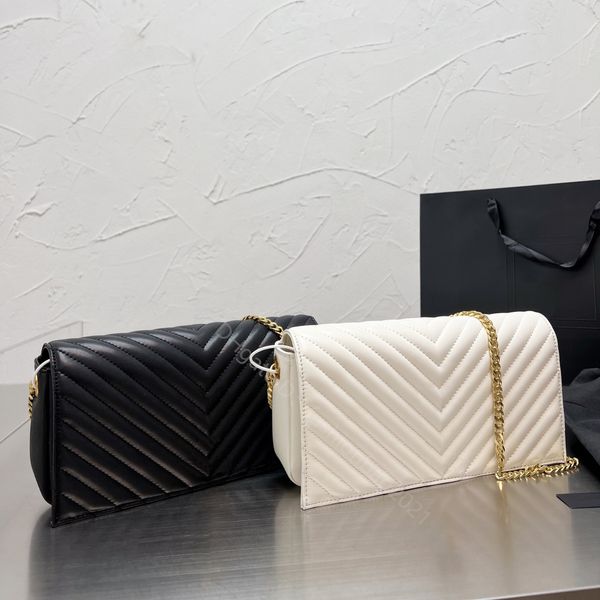 borse moda top di alta qualità moda signora borse di design di lusso donne borse a tracolla catena dello shopping borsa a forma di lettera quadrata portafogli semplici hasp nero bianco nuovo