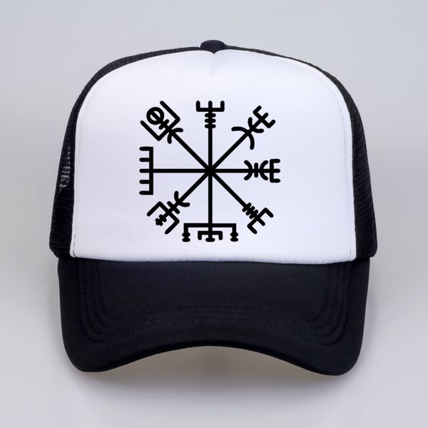 

summer men women fashion vegvisir old norse runes hat men print letters viking rune circle with odin's baseball cap hats, Blue;gray