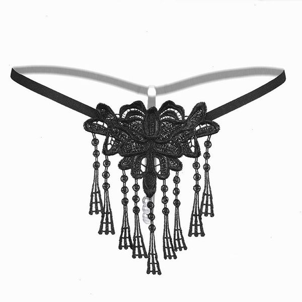 

erotic womens panties lace underwear temptation lingerie hollow out thongs beaded g-strings low-rise t-back, Black;pink