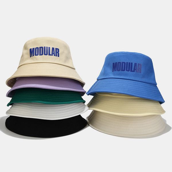 

cotton bucket hat sun protection fishing hats letter print panama packable bucket cap for travel, Blue;gray