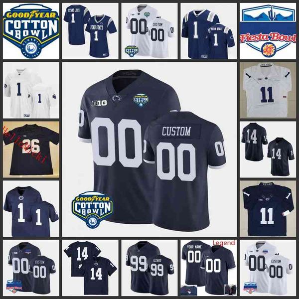

xflsp 2022 college custom penn state nittany lions stitched football jersey 21 noah cain 15 enzo jennings 26 caziah holmes 5 jahan dotson co, Black