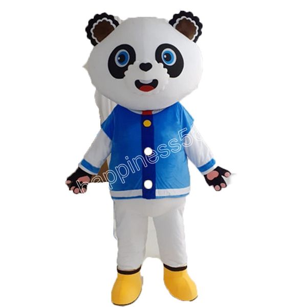 Costumi della mascotte del panda di alta qualità Vestito da personaggio dei cartoni animati Vestito da festival all'aperto per feste di compleanno per adulti di Halloween