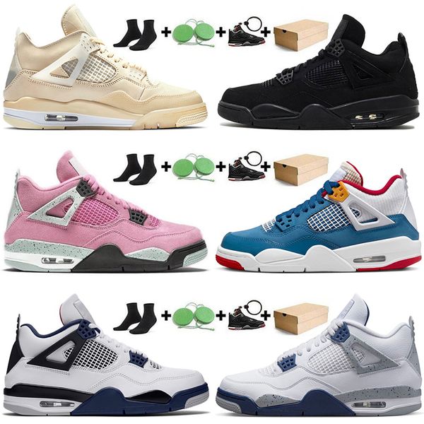

men women 4 basketball shoes trainers messy room jumpman 4s black cat white oreo off sneakers 47