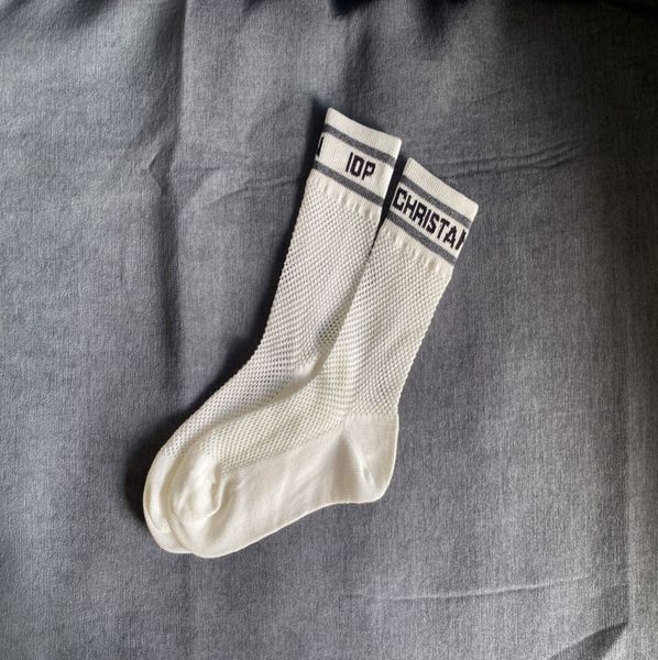 

fashion womens classic hosierys brand d's spring summer hollow letter tube sock mercerized wool socks mesh pile calf designers short fe, Black;white