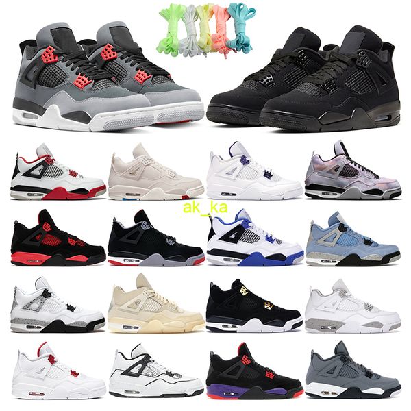 

basketball shoes 4s j4 for men women infrared black cat fired red thunder white cement pure money purple mens trainer sport sneakers