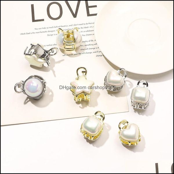 

clamps hair jewelry korean small size pearl metal star heart square round women geometric alloy gold sier hairpi dhjox, Slivery;golden