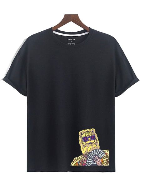 

men cartoon graphic tee y2s8#, White;black