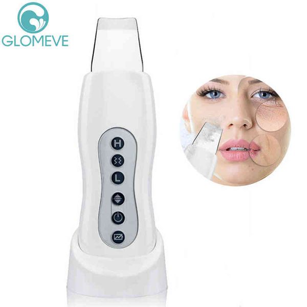 

ultrasonic face cleaner skin scrubber ultrasound vibration massager blackhead acne removal pores peeling clean tone lift spatula 220528