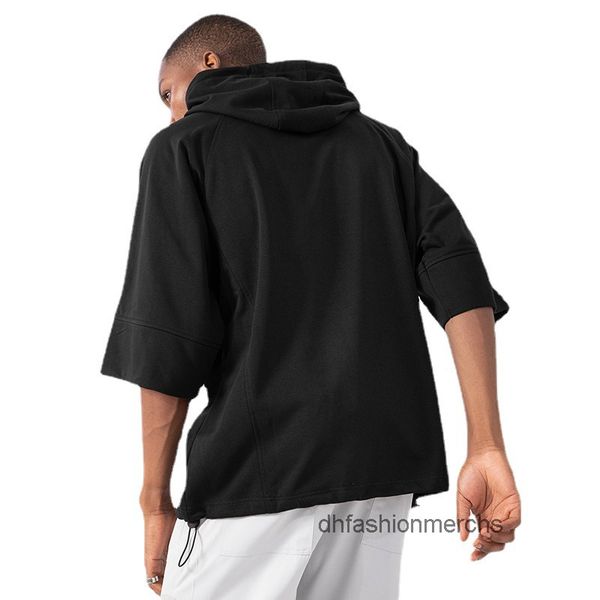

designer t shirt short sleeve tshirts mens loose large brand sweat absorbing hooded tshirts off shoulder solid 5-point sleeve summer clothes, White;black