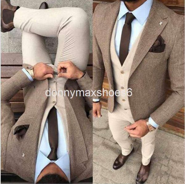 

men's suits & blazers herringbone intimate suit business casual men's three piece groom's man, White;black